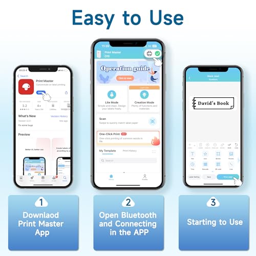 Label Makers, Label Maker Machine with Tape, Portable Bluetooth Label Printer with Little Space, Inkless Thermal Label Maker for Family School, Mini Label Maker with Multiple Personalized Templates