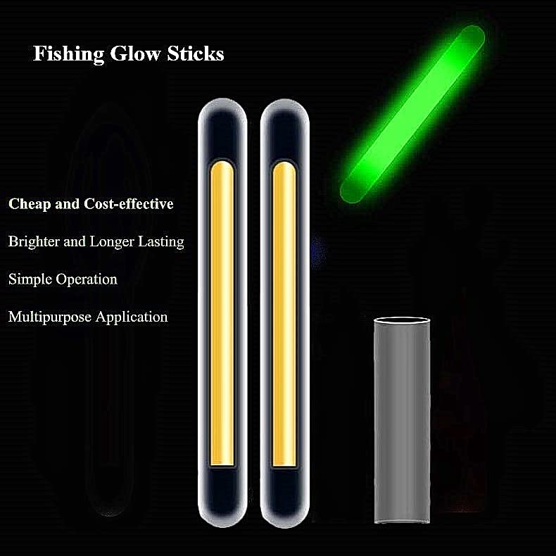 TRZLIFE 100PCS Fishing Glow Sticks (50 Bags) 10Hrs Long-Lasting 180m High Visibility Mini Float Lights Compatible with Bobbers/Rod Tips/Underwater/Sea/Catfish/Surf Bank Fishing Pro Terminal Tackle