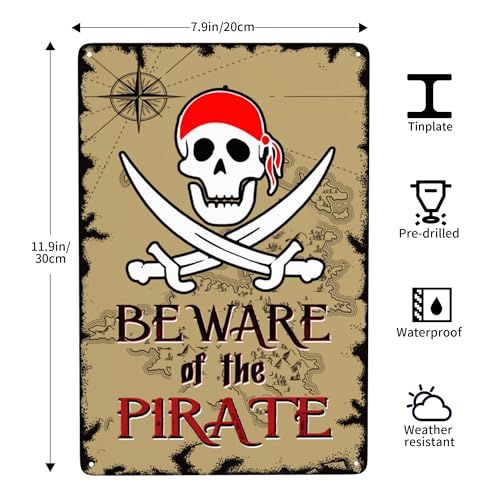 Pirate Theme Signs Decor Metal Sign Pirates Only All Others Will Walk The Plank Signs 12x8 Inches (Pirate01)