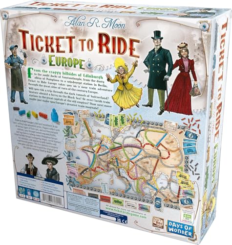 Ticket to Ride Europe Board Game - Embark on a Railway Adventure Across the Continent! Fun Family Strategy Game for Kids & Adults, Ages 8+, 2-5 Players, 30-60 Min Playtime, Made by Days of Wonder