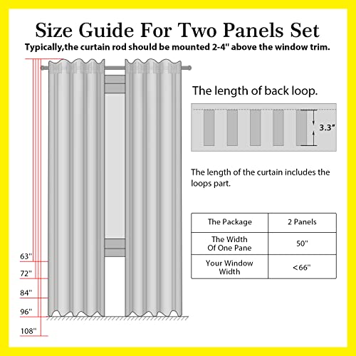 100% Blackout Shield Linen Blackout Curtains for Bedroom 84 Inches Long,Back Tab/Rod Pocket Living Room Drapes,Thermal Insulated Textured Blackout Curtains 2 Panels Set,50" W x 84" L,Snowy White