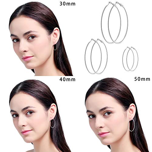 6 Pairs Stainless Steel gold silver Plated Hoop Earrings for Women Girls, Hypoallergenic Hoops Women's Earrings Loop Earrings Set