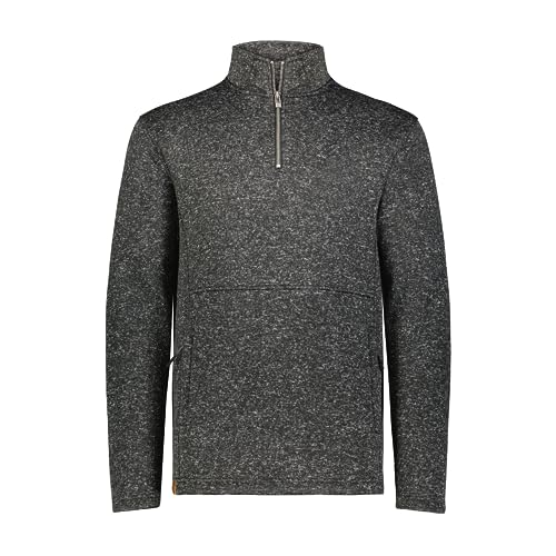 Holloway Men's Alpine Sweater Fleece 1/4 Zip Pullover, Black Heather