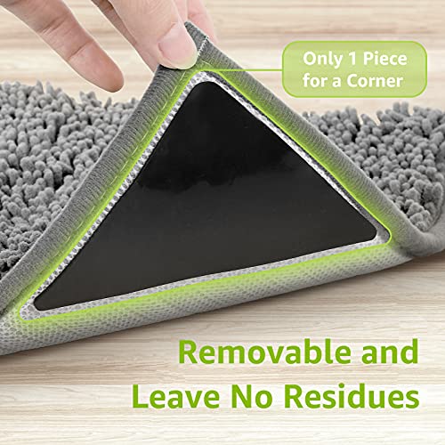 Rabenda 8 Pcs Grippers for Rugs, Non Slip Rug Pads for Hardwood Floors and Tiles, Reusable Rug Tape for Area Rugs, Dual Sided Adhesive Rug Pad Gripper Keep Corners Flat(Black)