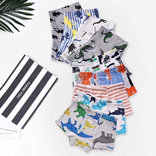 Taxzode Little Boys' Dinosaur Car Boxer Briefs Breathable Comfort Cotton Kids Boys Underwear Panties,9-piece set-2-3T 3-4T 4-5T 5-6years 7-8years 3-4 Years