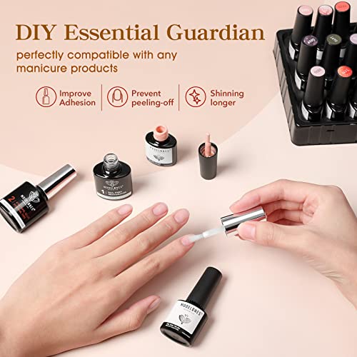 Modelones 9 in One Nail Glue Gel Nail Prep Dehydrate Gel Nail Kit Nail Extension Set for False Nail Tips/Acrylic Nails/Base Gel/Bloom Gel/Adhesive Bond, Long Lasting Curing Needed