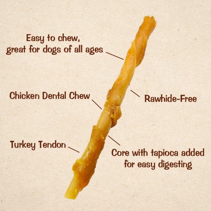 Gootoe Turkey Tendon Wrapped Chicken Stick (Small) 10 Unit a Pack – 100% USA-Sourced Turkey, Natural Snack, Premium Puppy Chews, Hypoallergenic, Rawhide-Free, Reseal Value Bags, Sizes for Small Breeds