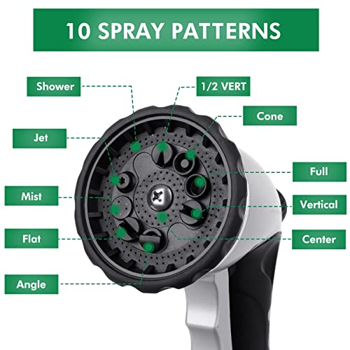 RESTMO Garden Hose Nozzle, Heavy Duty Metal Water Hose Sprayer with 7 Watering Patterns, Thumb Control, On Off Valve, High Pressure Nozzle Sprayer for Watering Plants, Car and Pet Washing