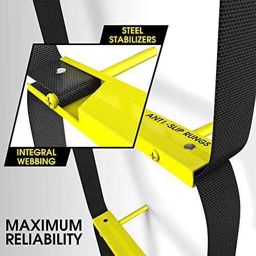 Fire Escape Ladder 13 ft (4 m) 2 Story | Rope Ladder Fire Escape for Homes 3rd Floor | Portable, Foldable & Compact | Emergency Ladder Suitable for Balcony