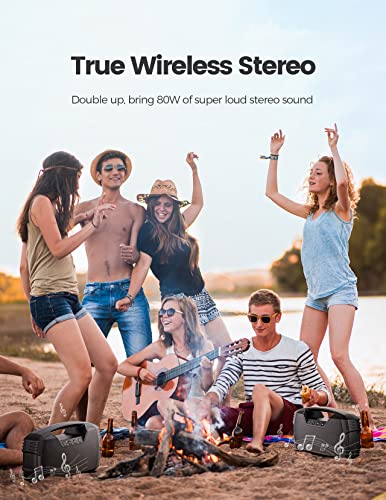 IPX7 Waterproof Bluetooth Speaker, 40W(60 Peak) Portable Wireless Speaker with Subwoofer, 32H Playtime, Stereo Loud Sound, Deep Bass, Bluetooth 5.0 Outdoor Speakers with Handle for Pool, Beach, gifts