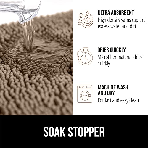Gorilla Grip Soak Stopper Washable Chenille Dog Doormat, Muddy Paws, Dogs Bed Mats, Rubber Backing, Absorbent Quick Dry Microfiber, Inside Front Door Mat, 70x24, Light Gray