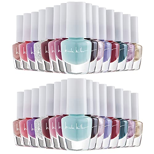Nicole Miller Mini Nail Polish Set – Glossy, Vibrant Colors for Fingernails & Toenails, 2 Pack Trendy Collection