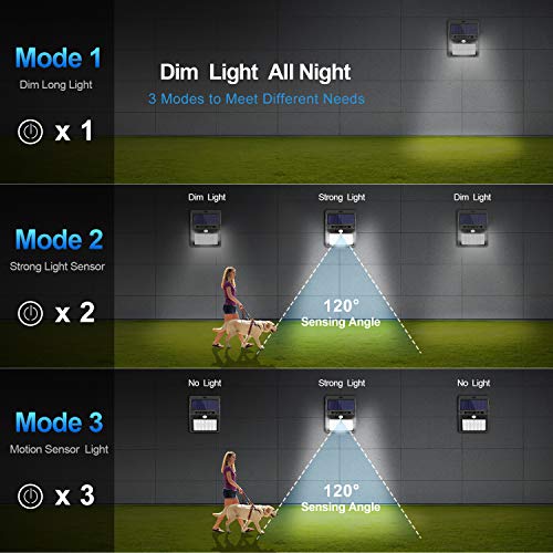 Solar Lights Outdoor [6Pack/3Modes], Solar Security Lights Solar Motion Sensor Lights Waterproof Outdoor Lights for Garden Fence Patio Garage