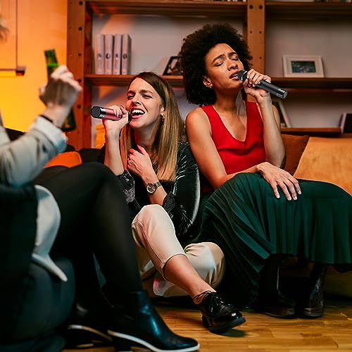 TONOR Wireless Microphone System, Professional Metal Cordless Karaoke Microphones, Handheld Dynamic Mic Set with Receiver for Party, Meeting, KTV, Church, DJ, Wedding, Singing, 200ft, TW820 Black