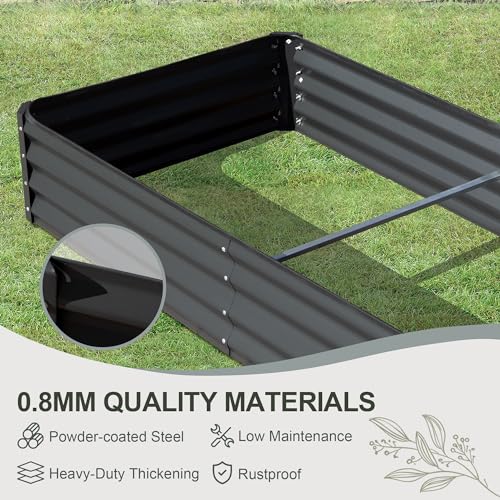 Domi Galvanized Raised Garden Bed, 6x3x1Ft Thickening Metal Planter Box for Vegetables Bottomless for Backyard Outdoor, 1" Deep w/ 128 Gallon Capacity - Dark Gray