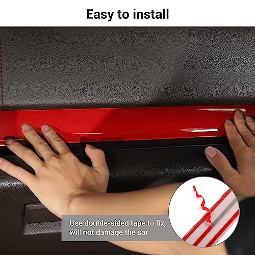 Hoolcar Dashboard Panel Trim Cover Interior Dash Board Decor Cover Center Console Panel Trim Compatible with 2015-2020 Ford F150, Red Carbon Fiber, 4PCs