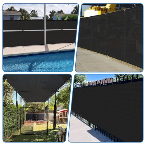 TANG Fence Privacy Screen Black 6 Feet x 118 Feet Outdoor Shade Cloth with Grommets, 150 GSM Temporary Fence Cover with Zipties Mesh Netting Fences Blockage for Backyard Garden Patio Chain Link