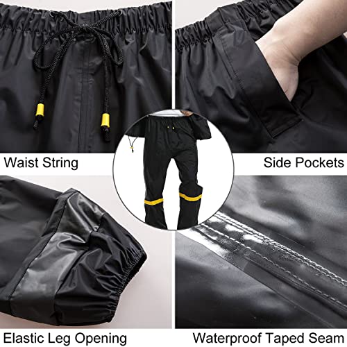Classic Rain Suits for Men Breathable Rain Gear for Waterproof Work, Hooded Coats Jacket and Pants (Black & Yellow, S)