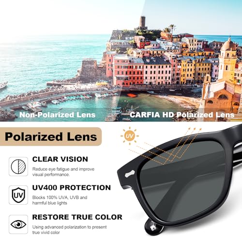 CARFIA Cool Acetate Polarized Sunglasses for Men Trendy Retro Sun Glasses CA2301 Transparent