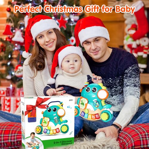 WITALENT Baby Toys 6-12 Months Dinosaur Piano Music Light Up Toys for 1 Year Old Boys Girls Infant Toys for 7 8 9 10 12 18 Months Interactive Piano Keyboard Toys Baby Christmas 1st Birthday Gifts