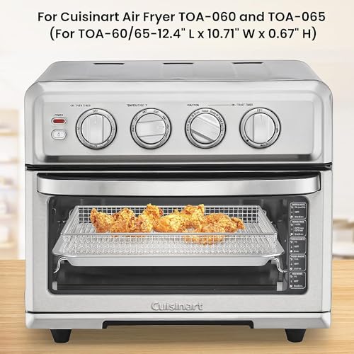 Stainless Steel Baking Tray Pan and Air Fryer Basket Compatible with Cuisinart Airfryer TOA-060 and TOA-065 Deep Fryer Parts & Accessories 2pcs (with Cuisinart Airfryer models TOA-060 and TOA-065)