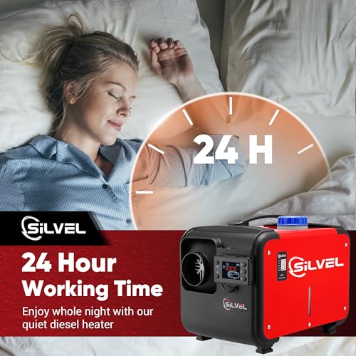 SILVEL 8KW Diesel Air Heater,Diesel Heater All in One 12V with LCD Display, Remote Control,Silencer, Fast Heating,for RV Truck, Boat, Camper, Car Trailer, Motorhomes, Caravans, Orange