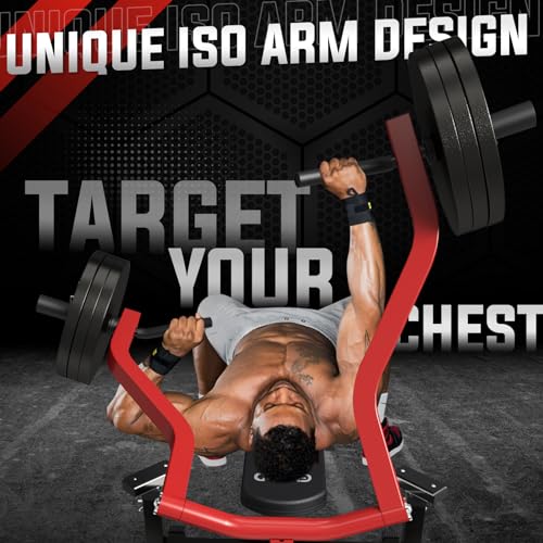 GMWD Chest Press Machine, 1250LBS Bench Press Machine with Independent Converging Arms, Adjustable Flat Incline Bench for Chest, AB Workouts, Shoulder Home Gym Equipment, Black