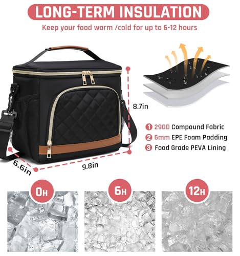 YESBAG Lunch Bag for Women, Leakproof Insulated Soft Adult Lunch Tote Cooler Bag Box With Adjustable Shoulder Strap for Office & Picnic (Beige Leopard, 11L)