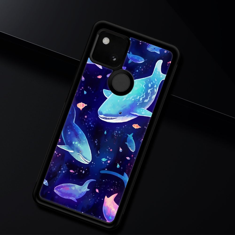 CARLOCA Compatible with Google Pixel 4A 5G Case,Corlorful Purple Shark Pattern Design for Girl Boy Shockproof Anti-Scratch Case for Google Pixel 4A 5G