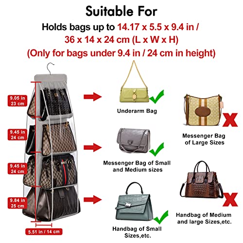 Lirex Handbag Hanging Organizer, 8 Pocket Purse Storage Hanger Oxford Cloth Closet for Family Closet Bedroom, Foldable and Universal Fit (Black)