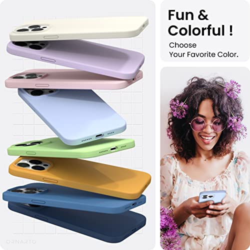 ORNARTO Compatible with iPhone 14 Pro Max Case 6.7, Slim Liquid Silicone 3 Layers Full Covered Soft Gel Rubber Phone Case Protective Cover with Microfiber Lining 6.7 inch-Matcha