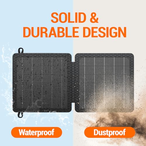 GOODaaa 10W Portable Solar Charger with Dual USB Outputs Super Handy Foldable Size 24% High Conversion Efficiency Solar Panels, Waterproof & Dustproof & Shockproof, Wide Compatibility