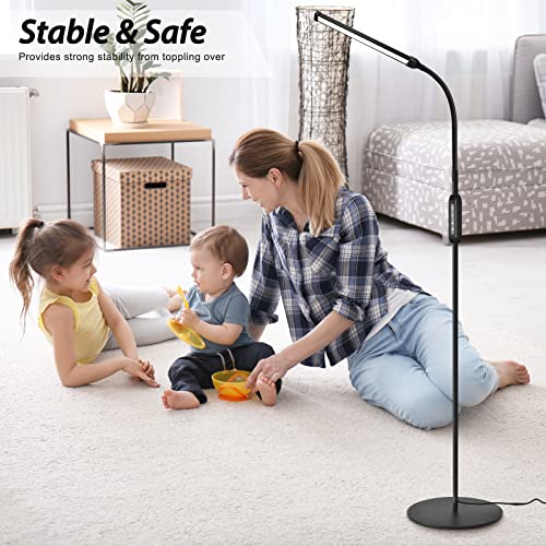 Led Floor Lamp with Remote for Eyelash Extensions Craft Task Lamps Floor Standing Adjustable Gooseneck Dimmer Beauty Lamp Floor for Lashes Facial Spa Salon Makeup