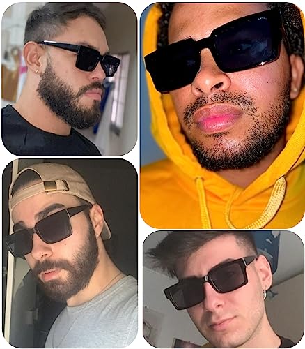 SDINM Rectangle Black Sunglasses for Women Men Trendy Square Sun Glasses Shades, Retro Women's Black Accessories