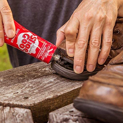 SOF SOLE Original Shoe Goo - 3.7 fl oz Tube - Clear Shoe Glue - Repairs Soles, Heels, Patches Small Holes - Bonds on Contact, Dries Within 24 Hrs, Waterproof - Works on Leather, Rubber, Vinyl, Canvas