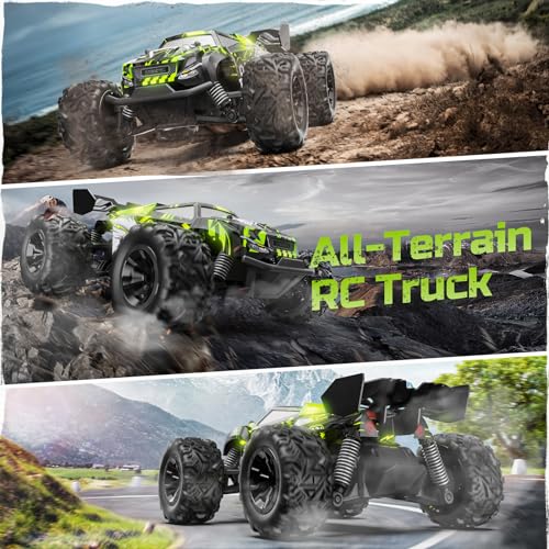 DEERC Remote Control Car, 2.4Ghz Glowing RC Cars W/ 2 Rechargeable Batteries for 40 Min Play, All Terrain Off-Road Monster Truck Toys for Boys Kids Age 4-7 8-12 Birthday Xmas Gift