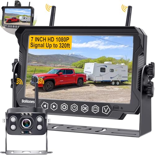 RV Backup Camera Wireless Easy Setup: for Furrion Pre-Wired Mount Integrated Kit 7'' Touch Key Monitor Recording HD 1080P Aluminum Durable Trailer Camper Rear View Camera 4 Channels DoHonest S21