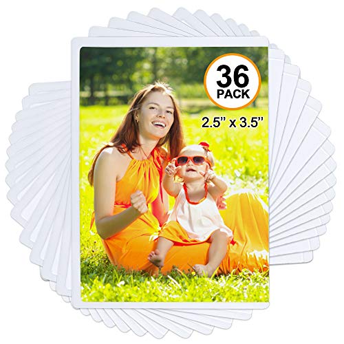 Tebik 36 Pack Magnetic Picture Frame, Holds 2.5X3.5 Inches Photos Pictures, White Magnetic Photo Frames with Clear Pocket for Refrigerator,Fridge, Locker, Office Cabinet