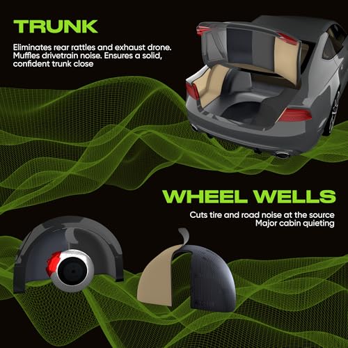 SGM Black Premium Car Sound Deadening Mat 80 mil (2mm) 10 sqft (0.92 sqm), Automotive Sound Deadener, Self Adhesive Butyl Car Sound Deadening Material, Audio Noise Insulation and Dampening Sheets