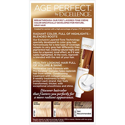 L'Oreal Paris Excellence Age Perfect Layered Tone Flattering Color, 8N Medium Natural Blonde Set (Packaging May Vary)