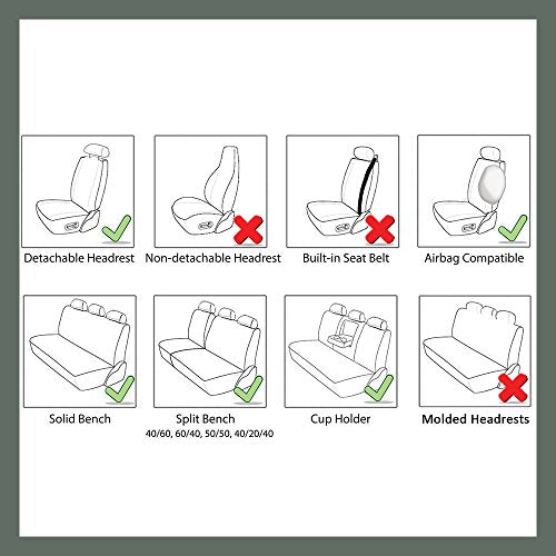 FH Group Perforated Leatherette Three Row Set 7 Seater Car Seat Covers, Airbag Compatible and Split Ready- Universal Fit for Cars, Trucks & SUVs (Black)