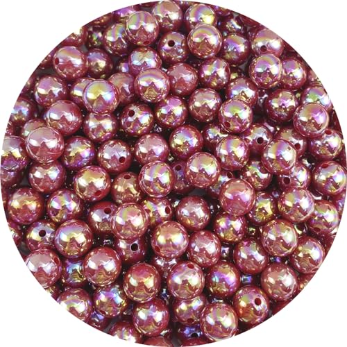 Jmassyang 200 Pieces 10mm Glossy Pearl Beads AB Color Round Plastic Acrylic Spacer Crafts Bead for DIY Necklaces Bracelets Earrings Jewelry Making Bead Curtains Home Decoration(Black AB)