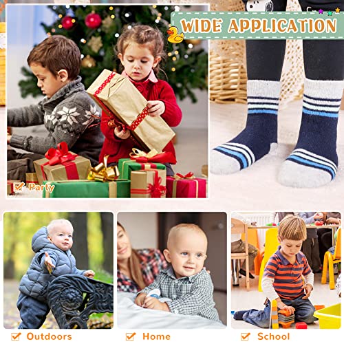 6 Pairs Baby Boy Girl Non Slip Socks Child Toddler Winter Thick Soft Wool Kids Warm Socks with Grips(Grey/Rose Red/White/Purple/Light Green/Pink, 0-12 Months)