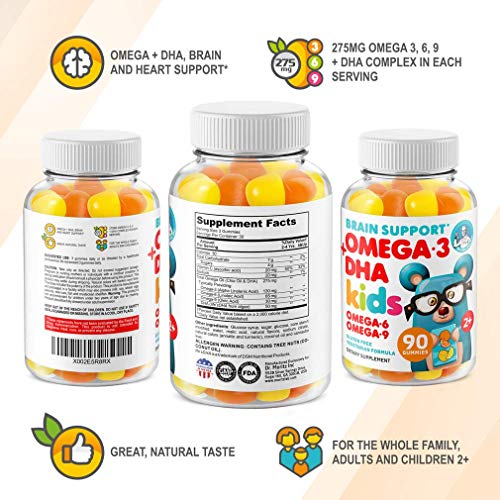 DR. MORITZ Vegan Omega 3 Gummies for Kids & Toddlers (90 Count), Omega 3 Kids Gummies with Omega 6 & 9, Kids Omega 3 Gummies for Brain & Heart Health, No Fish Oil & Gluten-Free