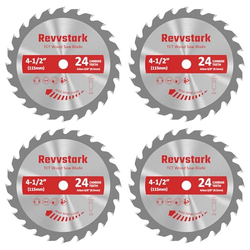4 Pack 4 1/2 Circular Saw Blade 24T Carbide Tipped Teeth, Compact TCT Saw Blades for Cutting Various Wood, Plastic and Composite Materials, 3/8" Arbor, Fit Dewalt Craftsman Ryobi Milwaukee