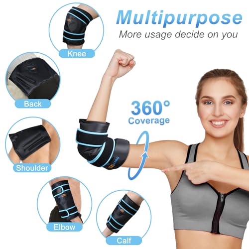 SuzziPad Elbow Ice Pack for Tendonitis and Tennis Elbow, Wearable Ice Elbow Wrap with Cold Compress, Pain Relief for Forearm, Tennis Elbow, Golfers Elbow, Bursitis and Sport Injuries