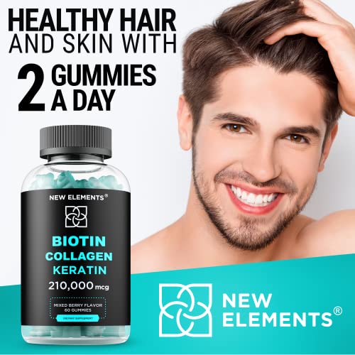 Biotin Gummies with Keratin & Collagen Peptides - Advanced Supplement for Hair Growth Treatment for Men & Women Hair Skin and Nails Vitamins – Biotin 10000mcg | Keratin 100000mcg | Collagen 100000mcg