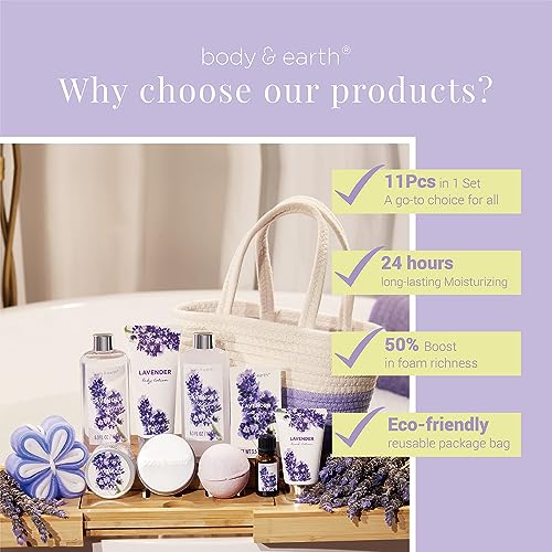 Spa Gifts for Women - Spa Gift Sets for Women, Body & Earth Shower Gift Set with Bubble Bath, Shower Gel, Lotion Set, Valentines Day Gifts for Women, Mothers Day Gifts for Mom