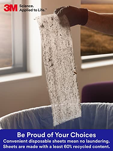 3M Easy Trap Sweep and Dust Sheets, 1 Roll of 60 5" x 6" Sheets, Disposable Easy Sweep Floor Duster, Picks Up 8x More Dirt, Dust, Sand, Hair, Works on Dry or Wet Surfaces, Hardwood Floors, 59032W