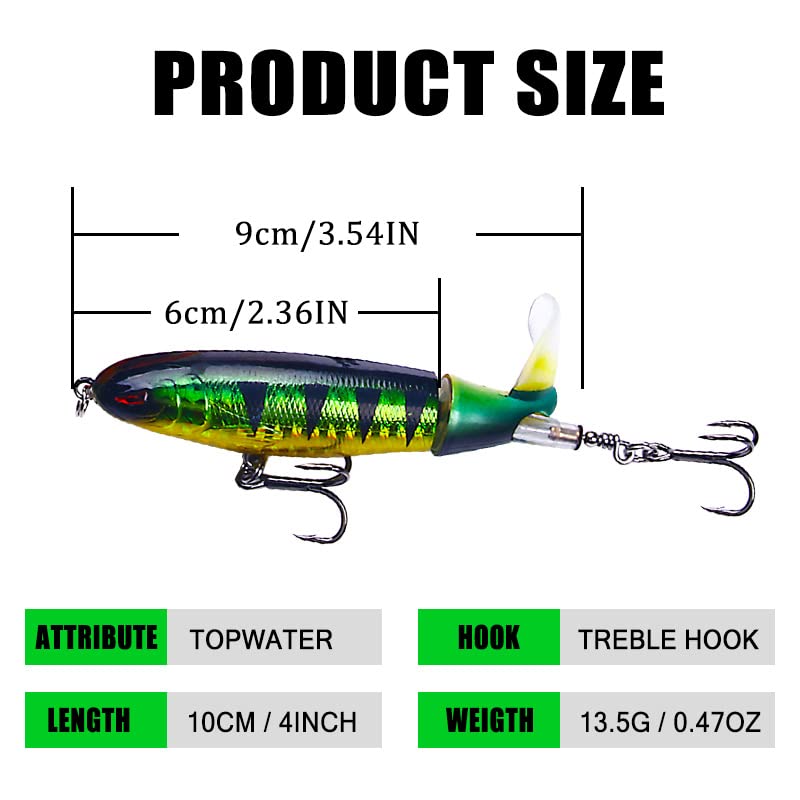 HENGJIA Fishing Lure for Bass, Whopper Lure Plopper Lures Kit for Bass Trout, Topwater Lures with Floating Rotating Tail for Freshwater Saltwater